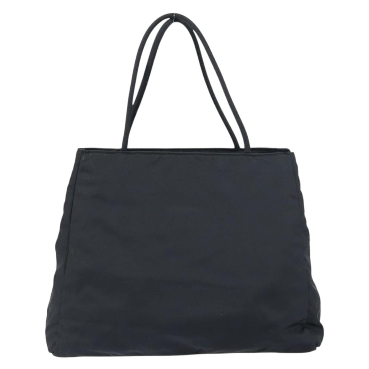 PRADA Hand Bag Nylon Black Silver Auth 151476