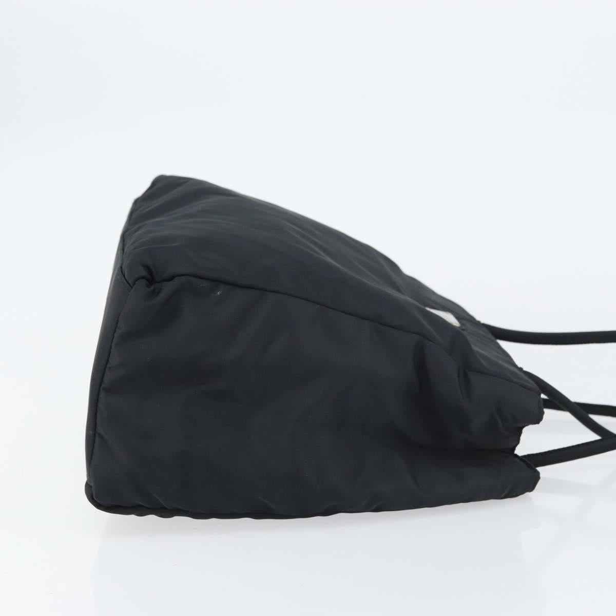 PRADA Hand Bag Nylon Black Silver Auth 151476