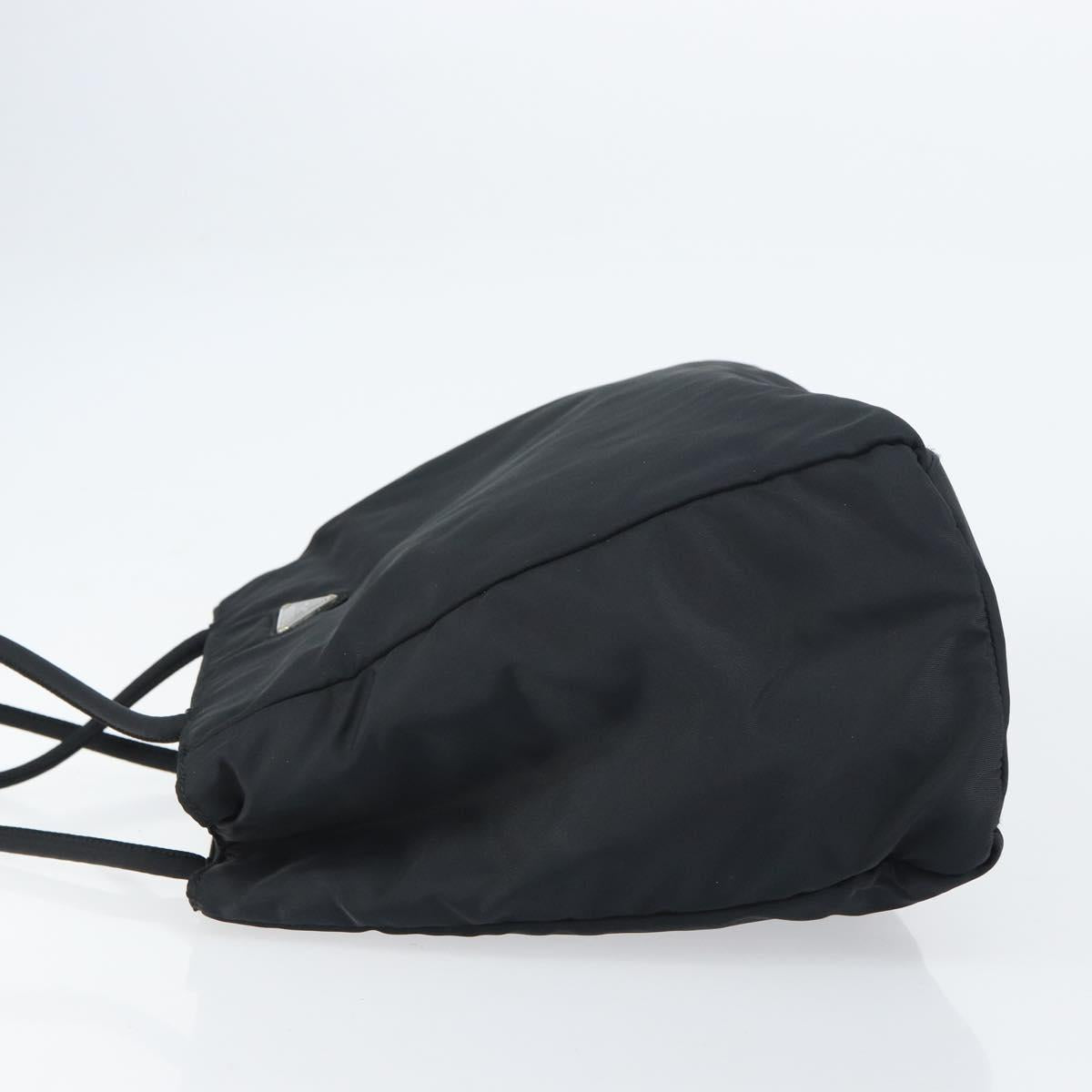 PRADA Hand Bag Nylon Black Silver Auth 151476