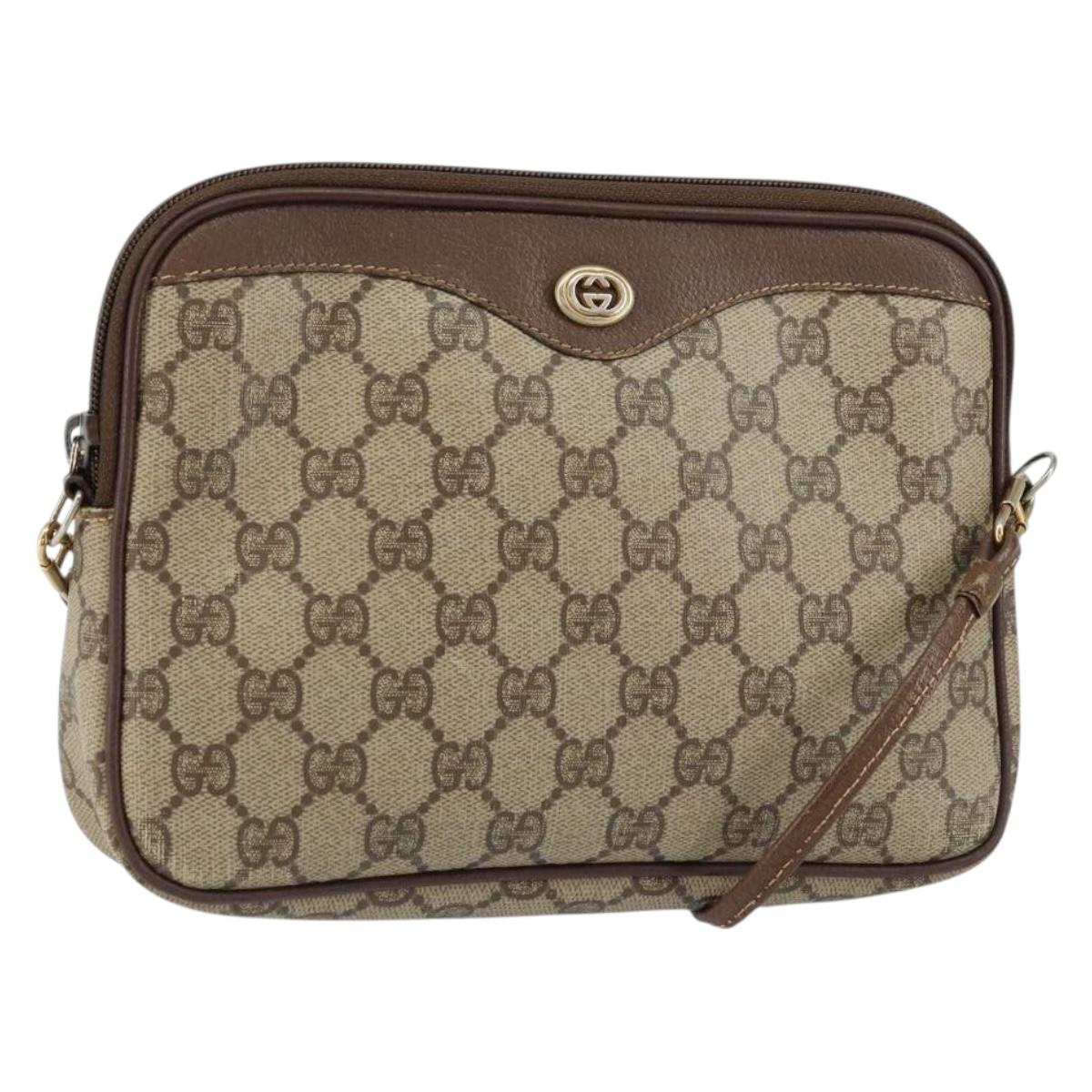 GUCCI GG Supreme Shoulder Bag PVC Beige Gold 97 02 068 Auth 151477