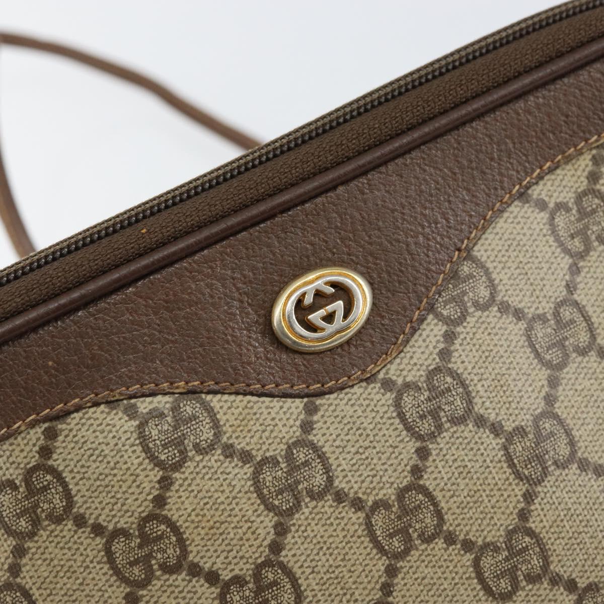 GUCCI GG Supreme Shoulder Bag PVC Beige Gold 97 02 068 Auth 151477