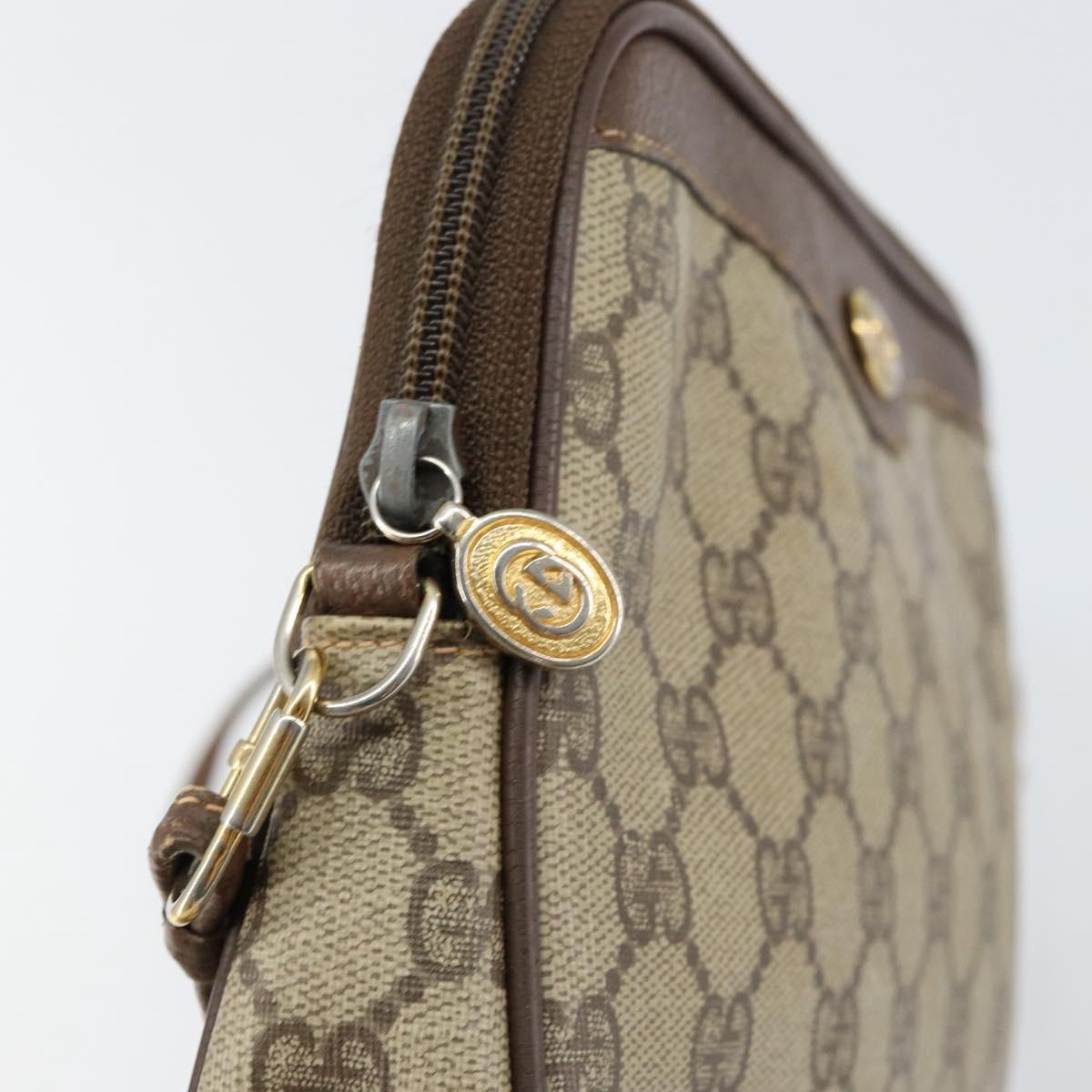 GUCCI GG Supreme Shoulder Bag PVC Beige Gold 97 02 068 Auth 151477