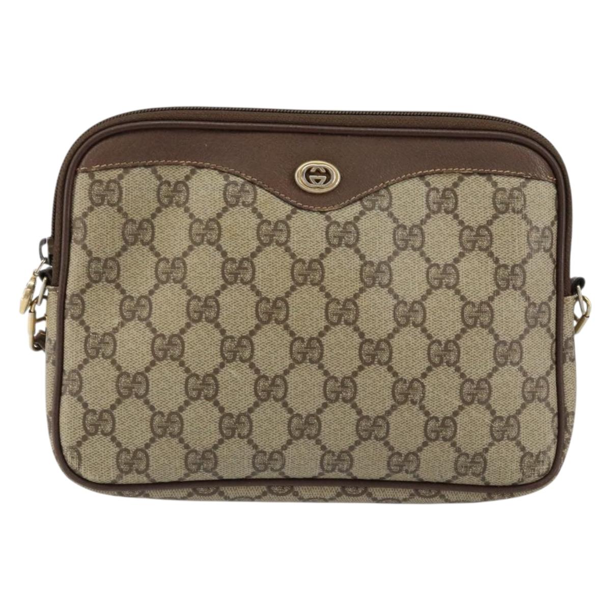 GUCCI GG Supreme Shoulder Bag PVC Beige Gold 97 02 068 Auth 151477