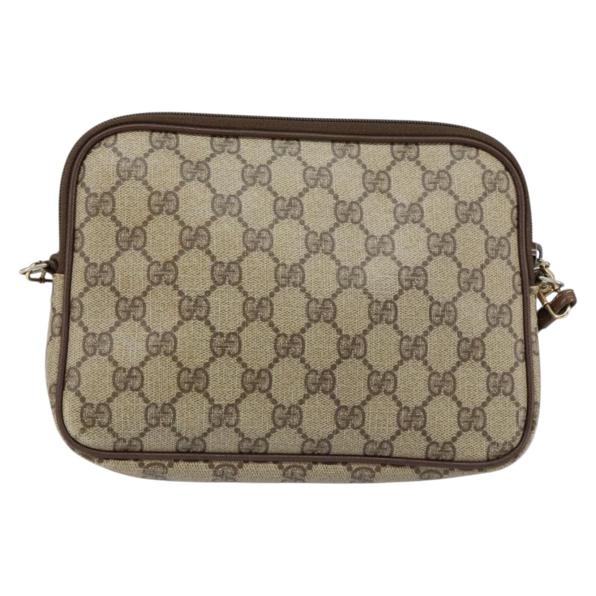 GUCCI GG Supreme Shoulder Bag PVC Beige Gold 97 02 068 Auth 151477