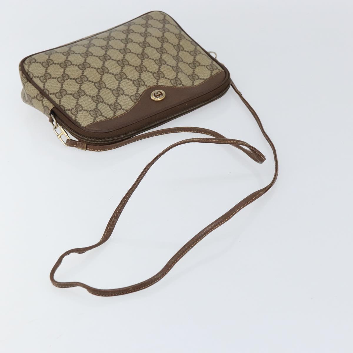 GUCCI GG Supreme Shoulder Bag PVC Beige Gold 97 02 068 Auth 151477