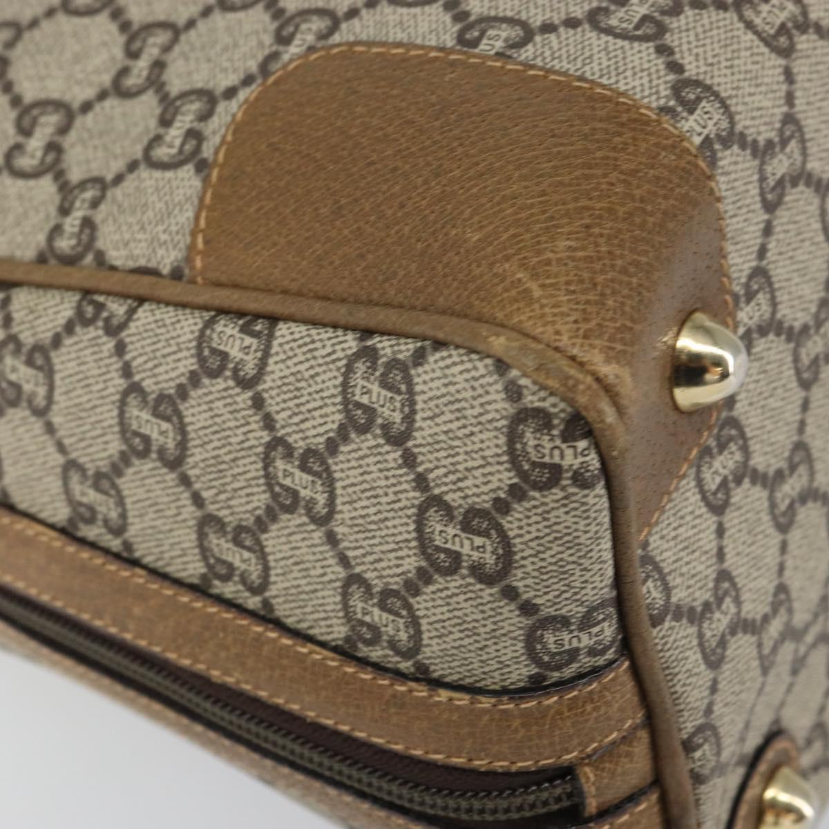 GUCCI GG Plus Supreme Boston Bag PVC Beige Gold Auth 151478