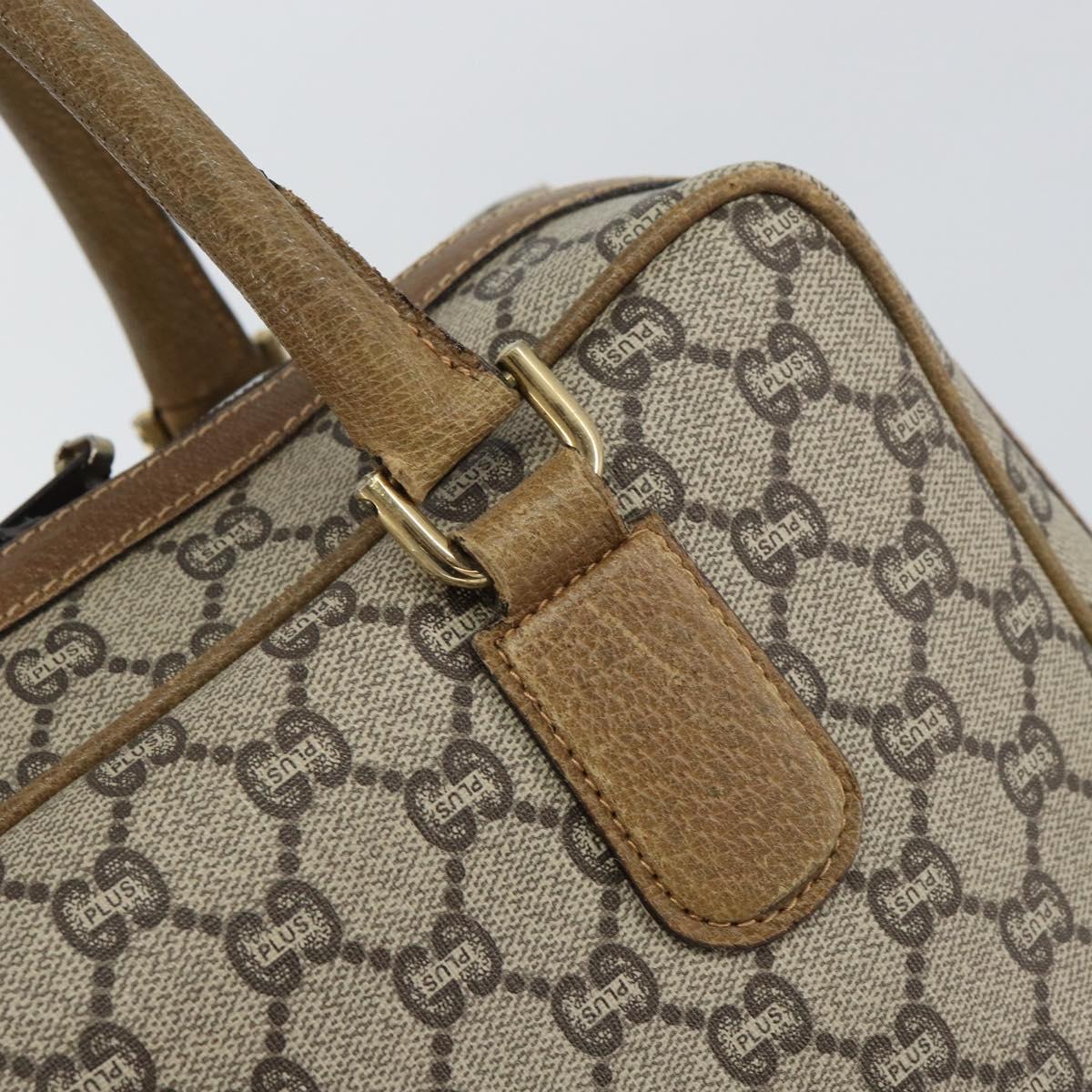 GUCCI GG Plus Supreme Boston Bag PVC Beige Gold Auth 151478