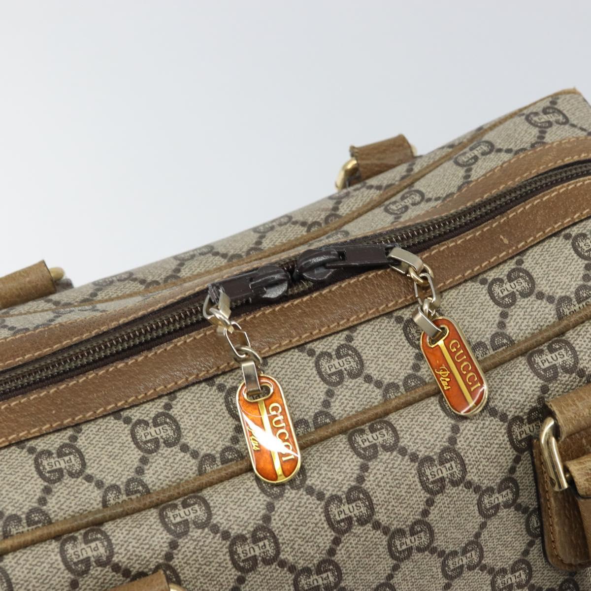 GUCCI GG Plus Supreme Boston Bag PVC Beige Gold Auth 151478