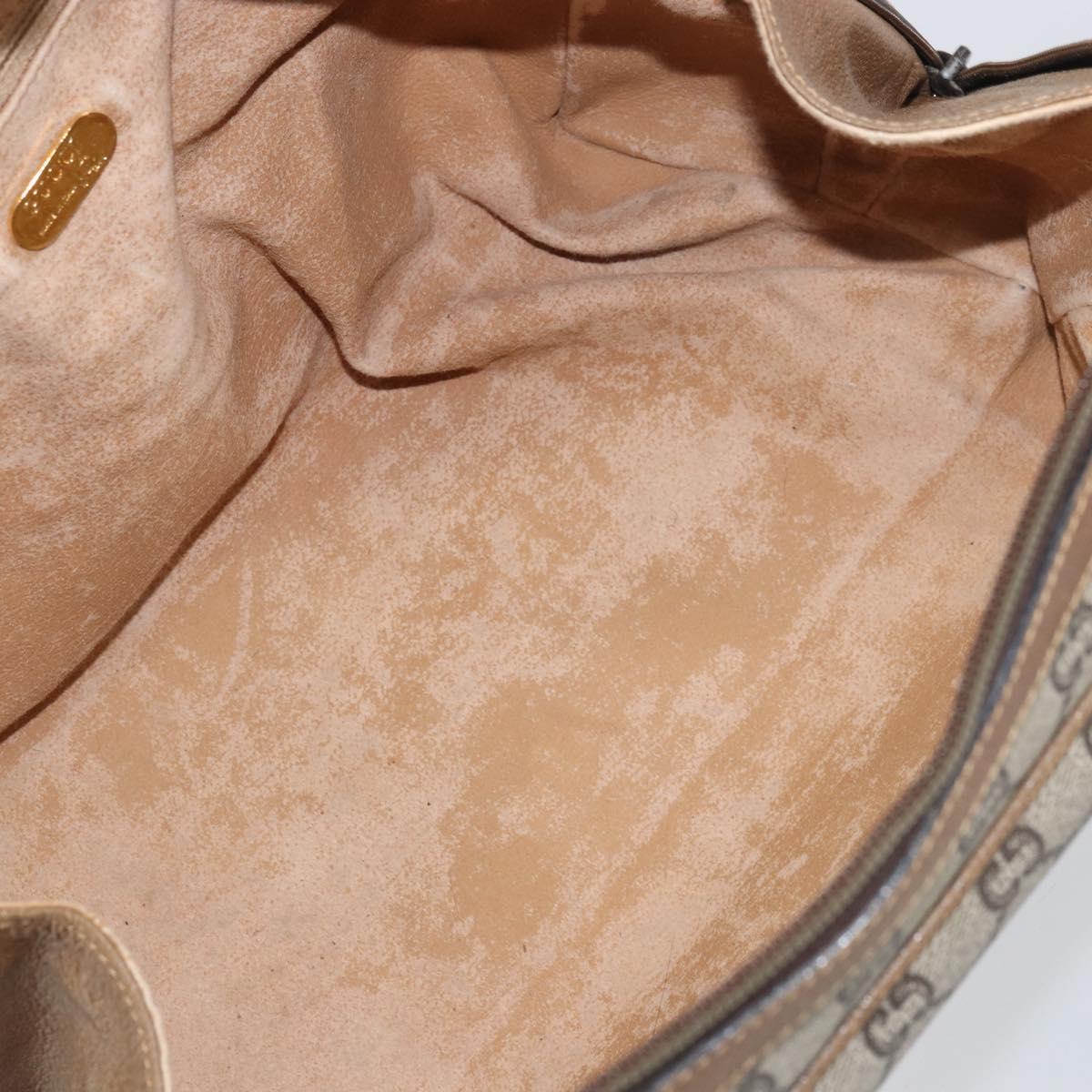 GUCCI GG Plus Supreme Boston Bag PVC Beige Gold Auth 151478