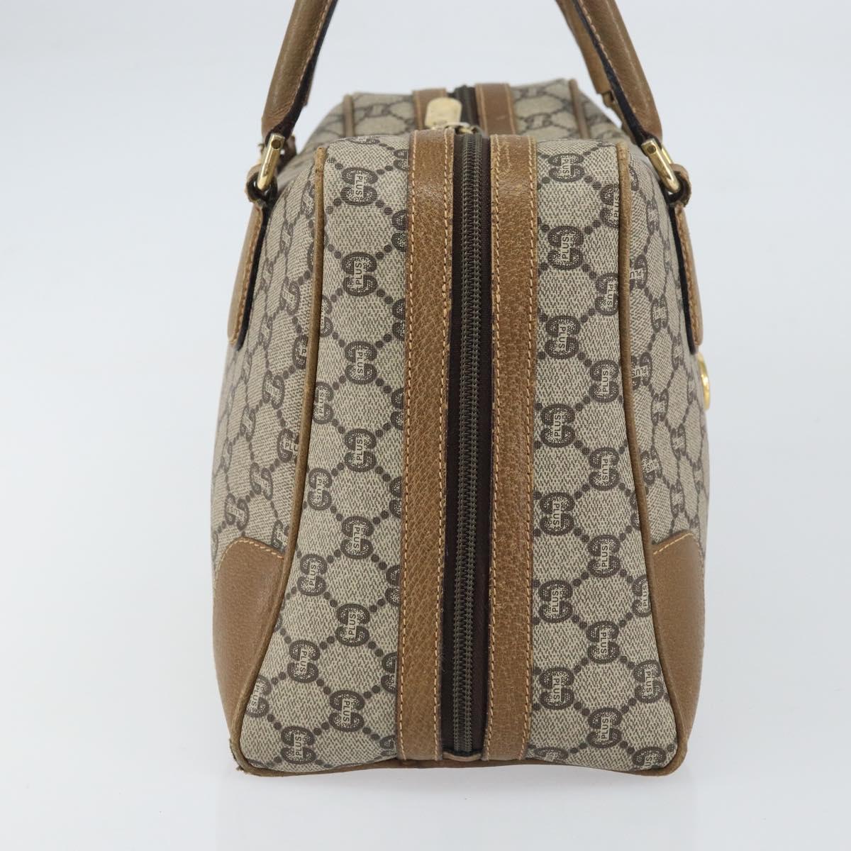 GUCCI GG Plus Supreme Boston Bag PVC Beige Gold Auth 151478