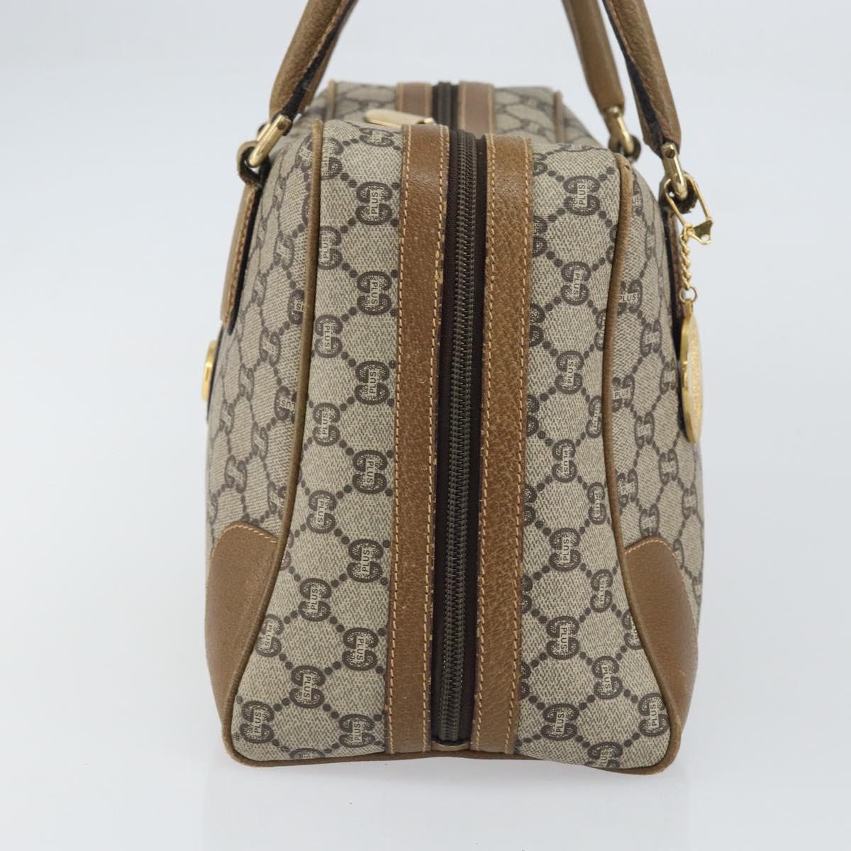 GUCCI GG Plus Supreme Boston Bag PVC Beige Gold Auth 151478