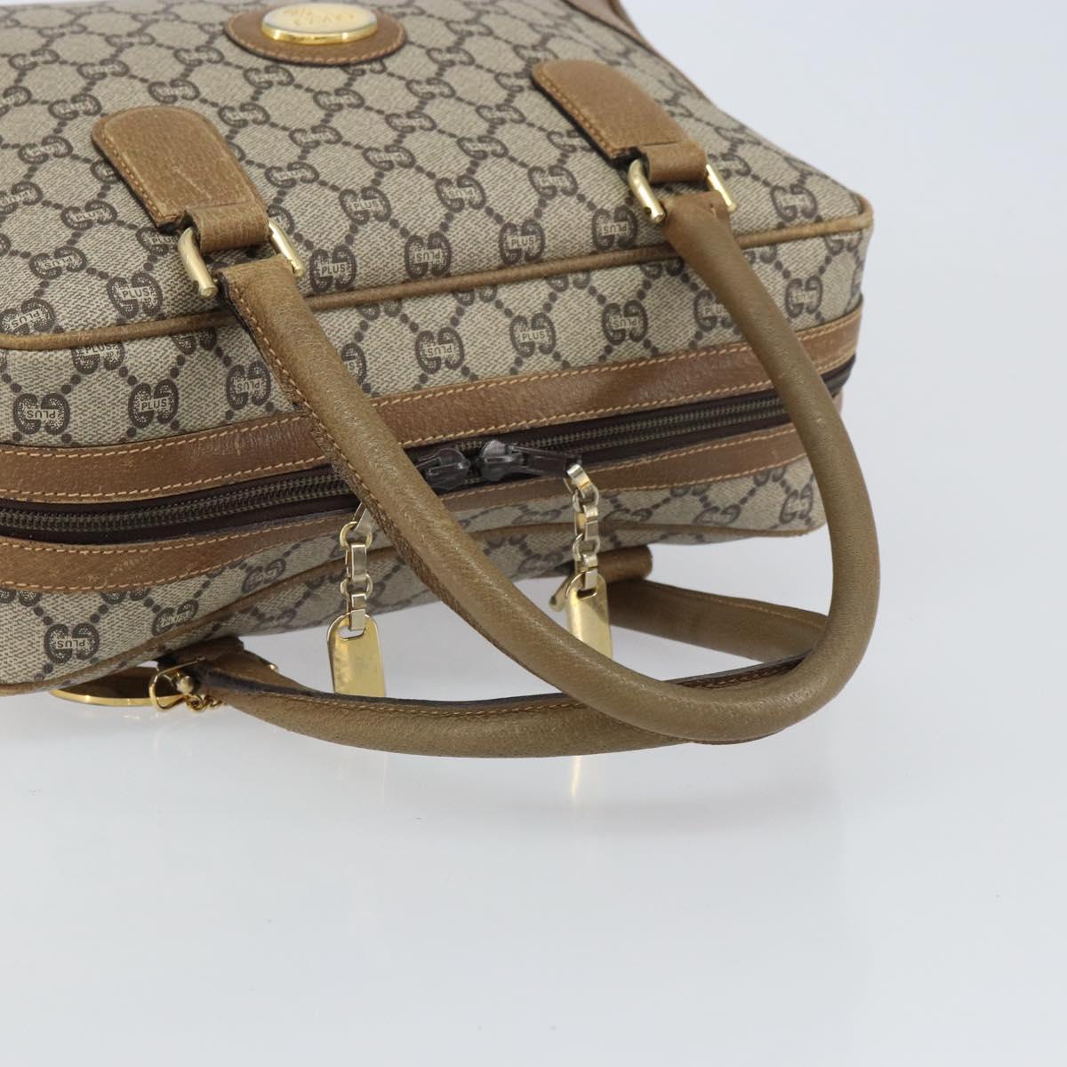 GUCCI GG Plus Supreme Boston Bag PVC Beige Gold Auth 151478