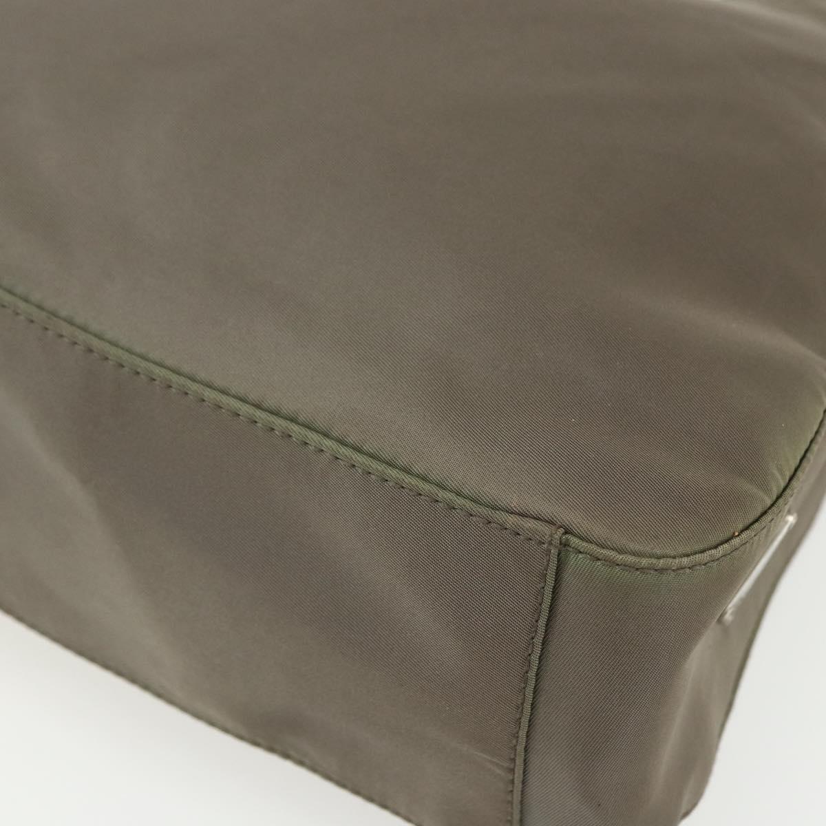 PRADA Shoulder Bag Nylon Khaki Silver Auth 151480