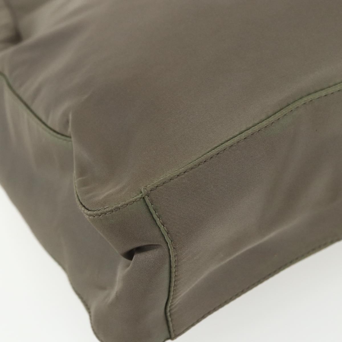 PRADA Shoulder Bag Nylon Khaki Silver Auth 151480