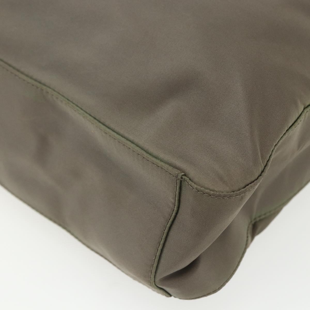 PRADA Shoulder Bag Nylon Khaki Silver Auth 151480