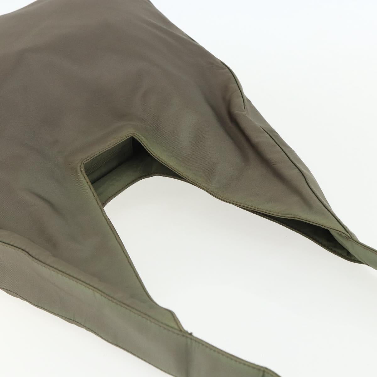 PRADA Shoulder Bag Nylon Khaki Silver Auth 151480