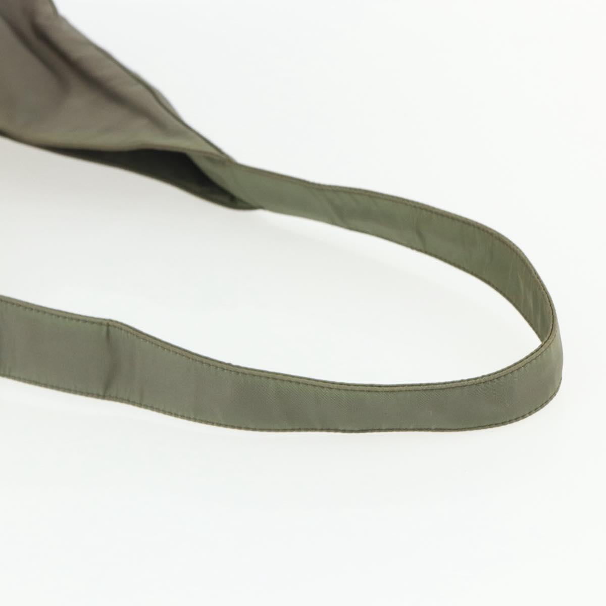 PRADA Shoulder Bag Nylon Khaki Silver Auth 151480