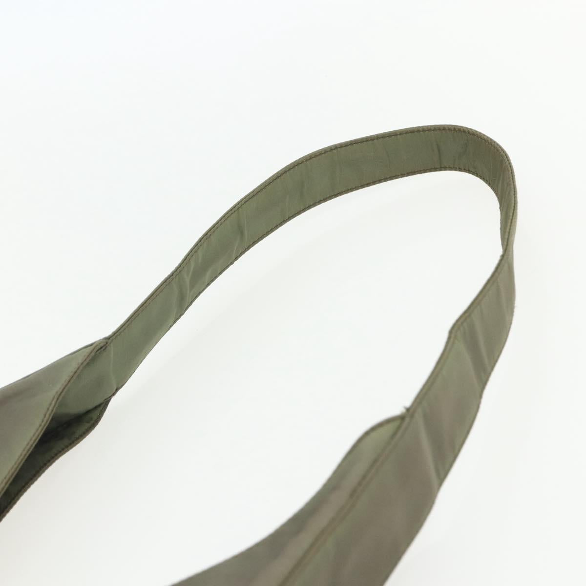 PRADA Shoulder Bag Nylon Khaki Silver Auth 151480