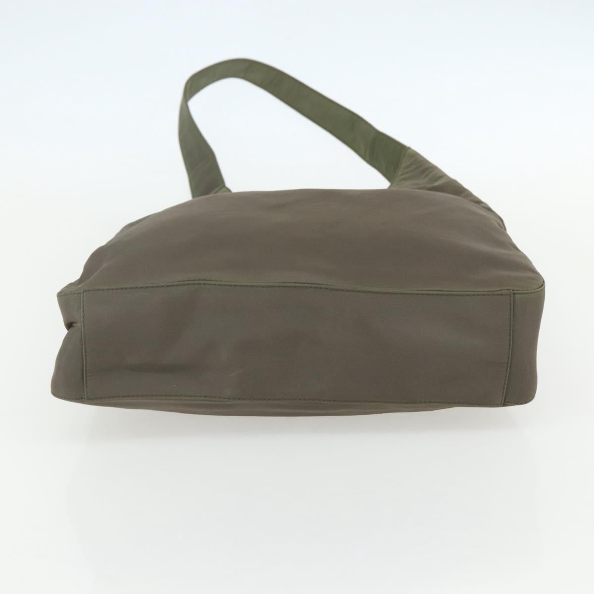 PRADA Shoulder Bag Nylon Khaki Silver Auth 151480
