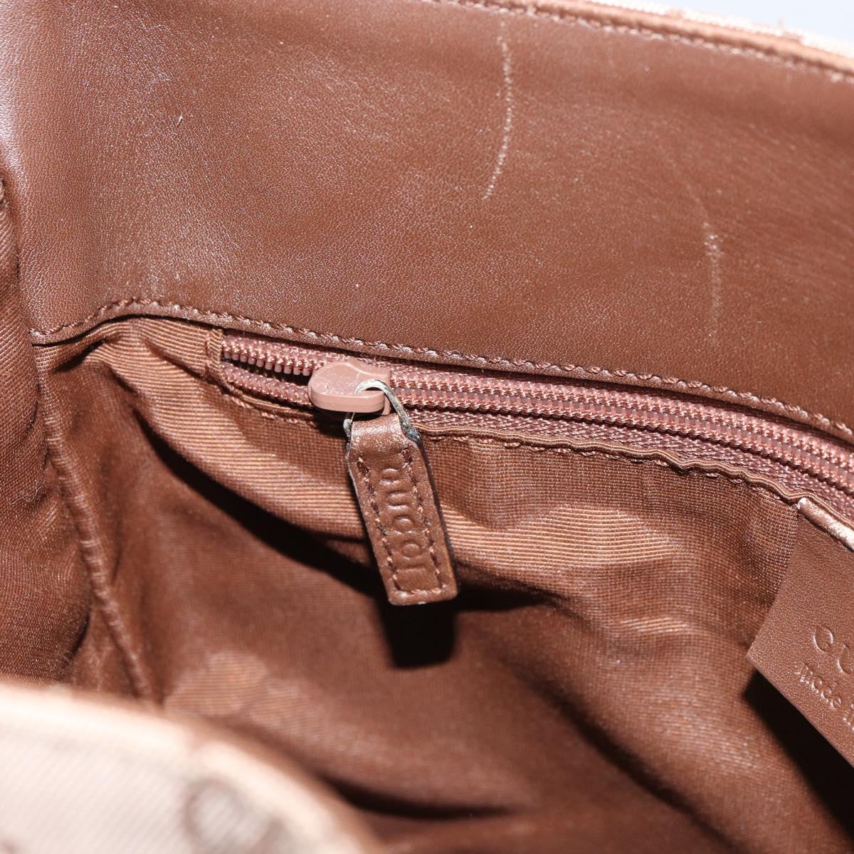 GUCCI GG Canvas Shoulder Bag Beige Gold Auth 151481