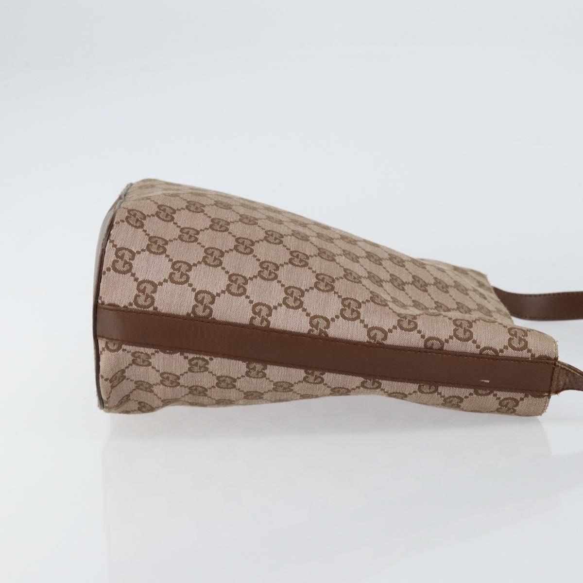 GUCCI GG Canvas Shoulder Bag Beige Gold Auth 151481