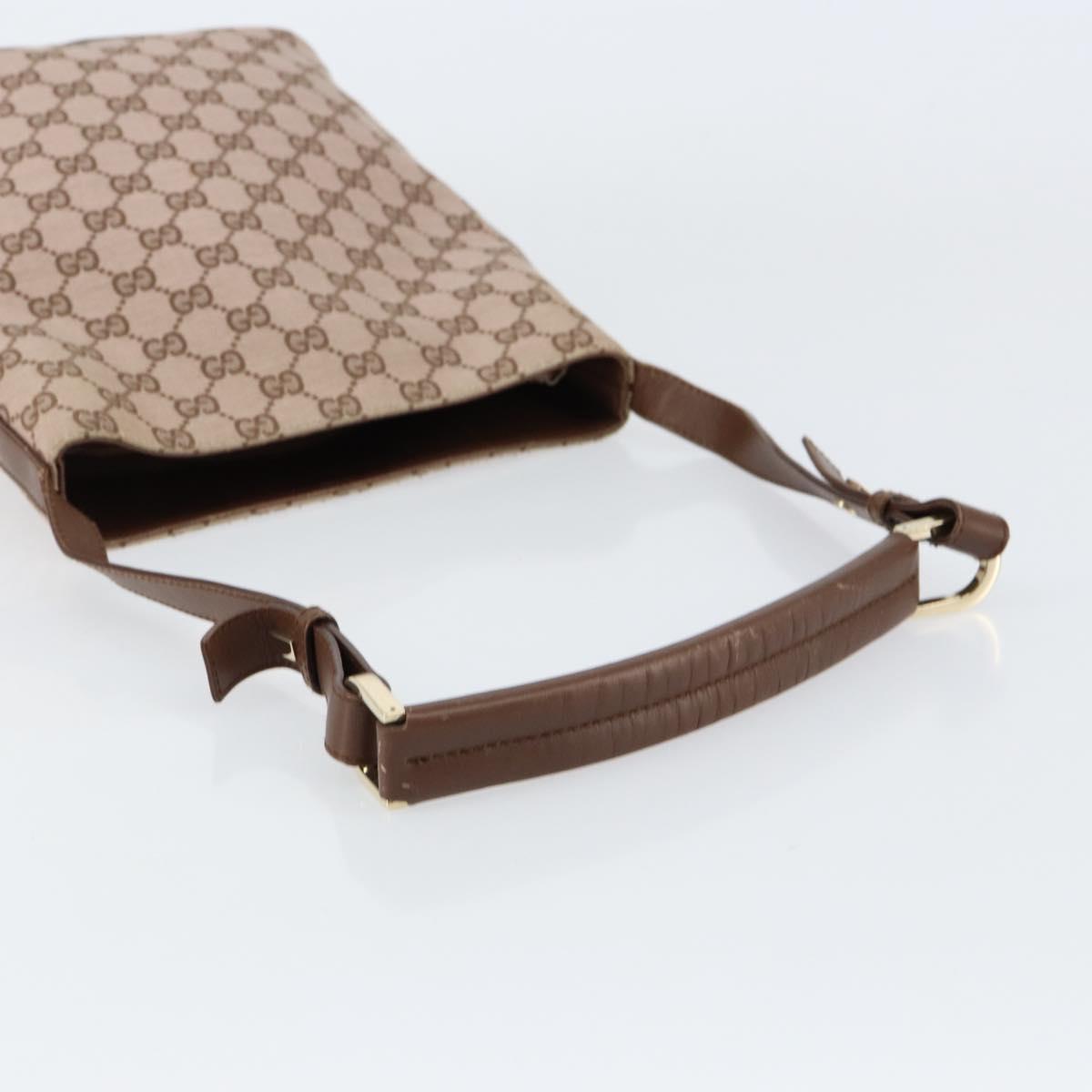 GUCCI GG Canvas Shoulder Bag Beige Gold Auth 151481