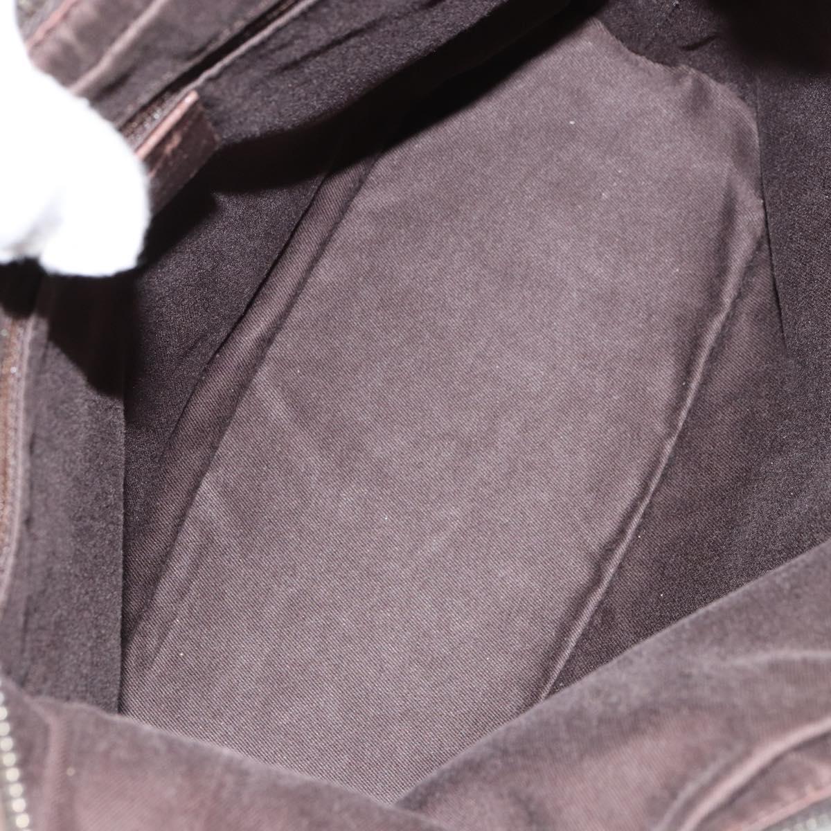 GUCCI GG Canvas Shoulder Bag Brown Silver 01234 Auth 151484