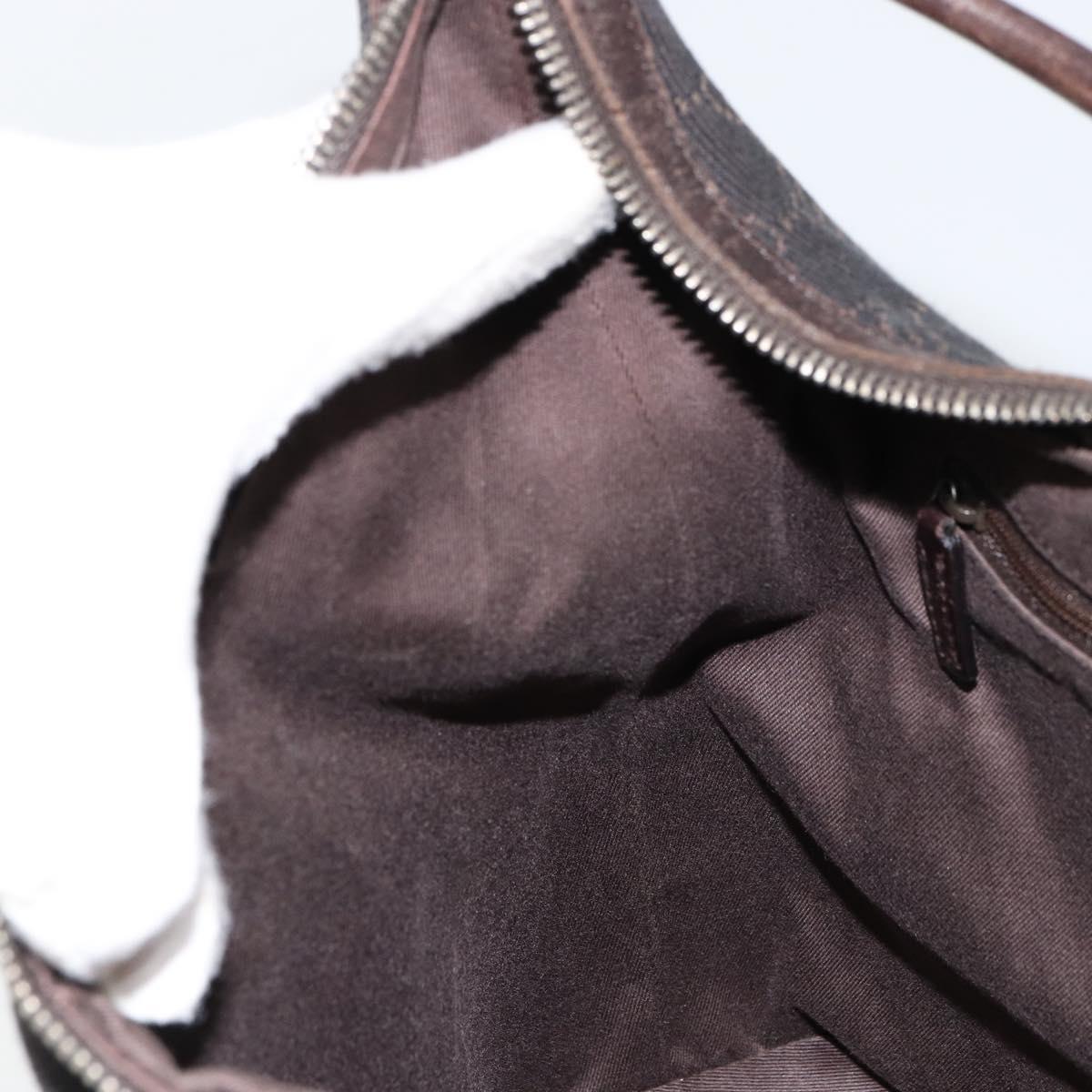 GUCCI GG Canvas Shoulder Bag Brown Silver 01234 Auth 151484