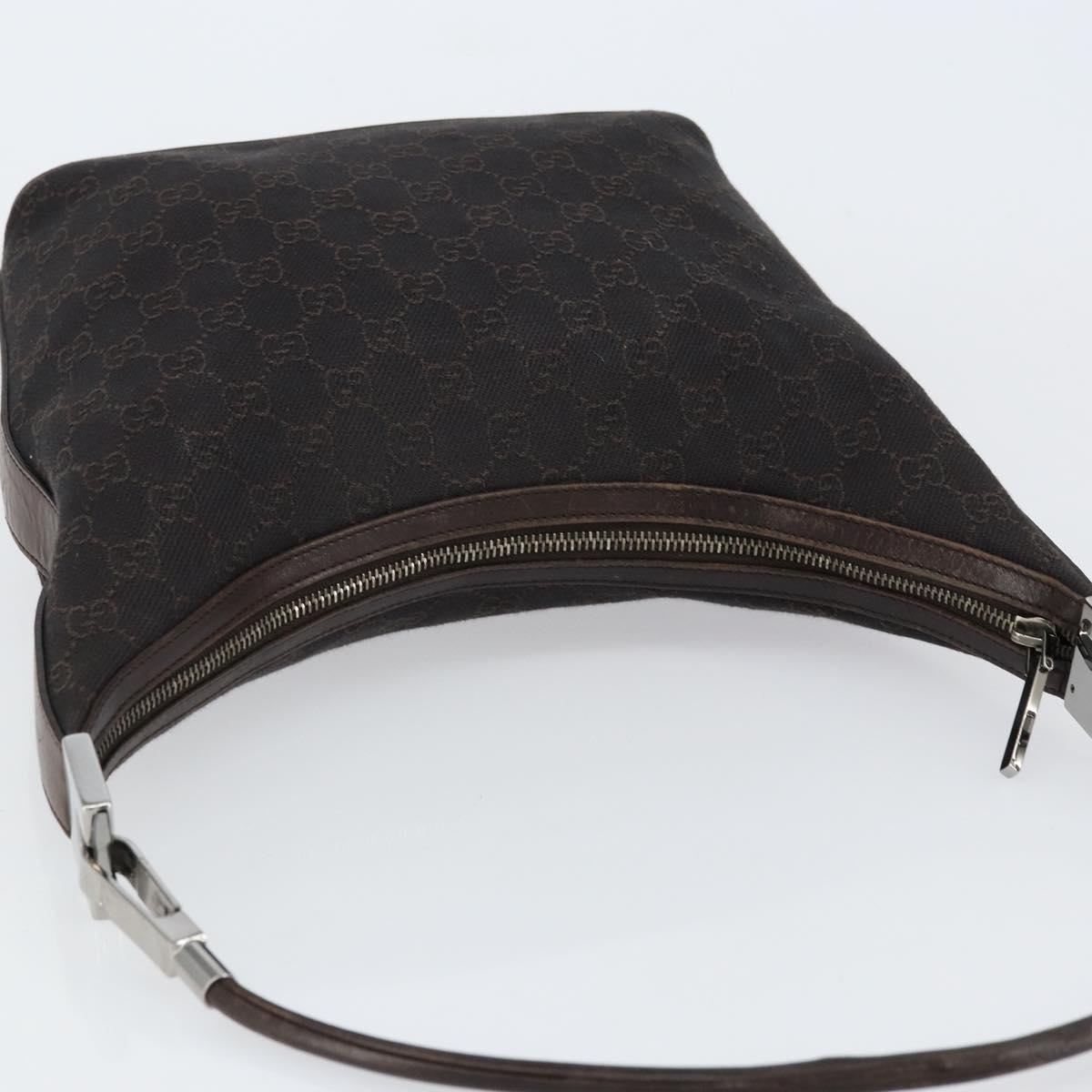 GUCCI GG Canvas Shoulder Bag Brown Silver 01234 Auth 151484