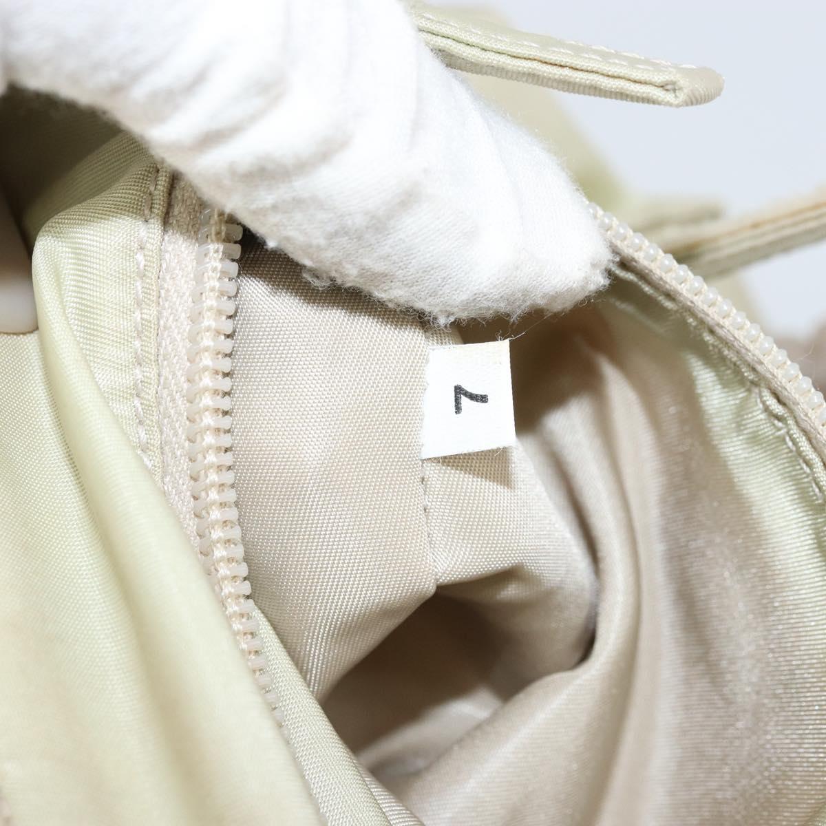 PRADA Hand Bag Nylon Beige Silver Auth 151486