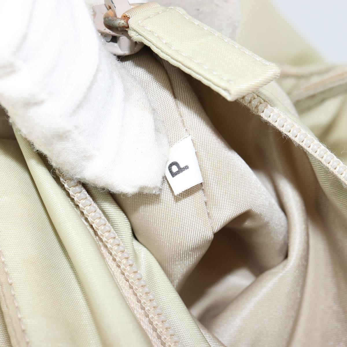 PRADA Hand Bag Nylon Beige Silver Auth 151486