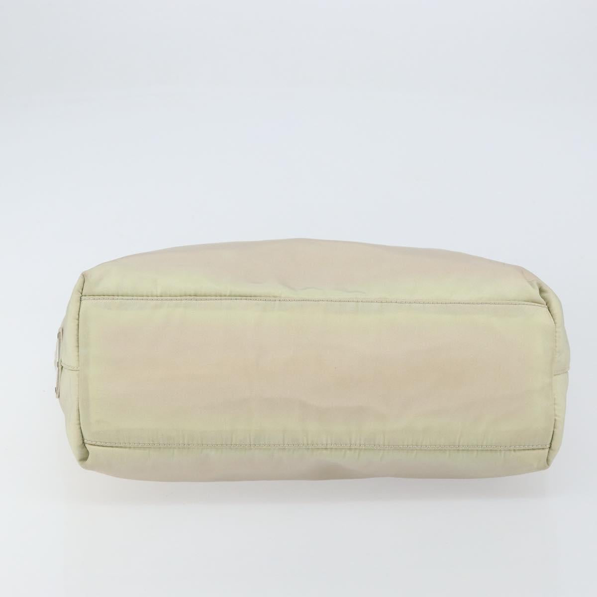 PRADA Hand Bag Nylon Beige Silver Auth 151486