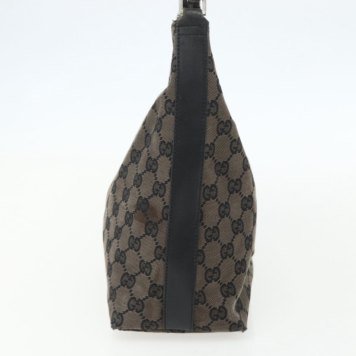 GUCCI GG Canvas Shoulder Bag Black Silver 000 0602 Auth 151489