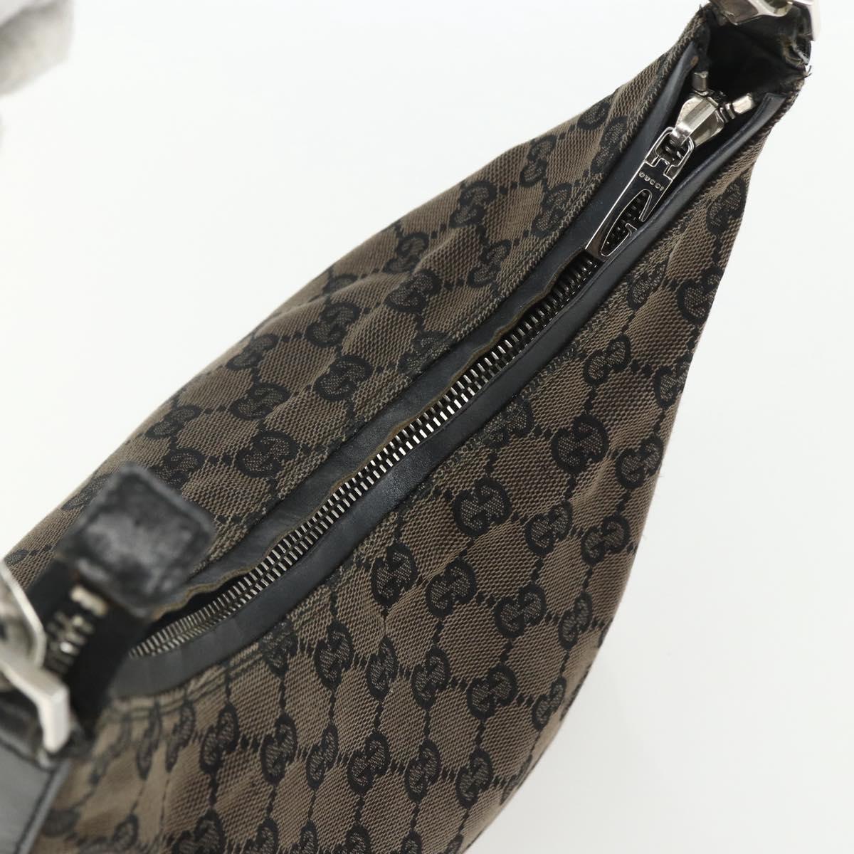 GUCCI GG Canvas Shoulder Bag Black Silver 000 0602 Auth 151489