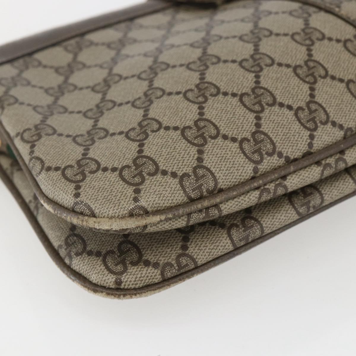 GUCCI GG Supreme Web Sherry Line Bag PVC Beige Red 904 02 043 Auth 151491