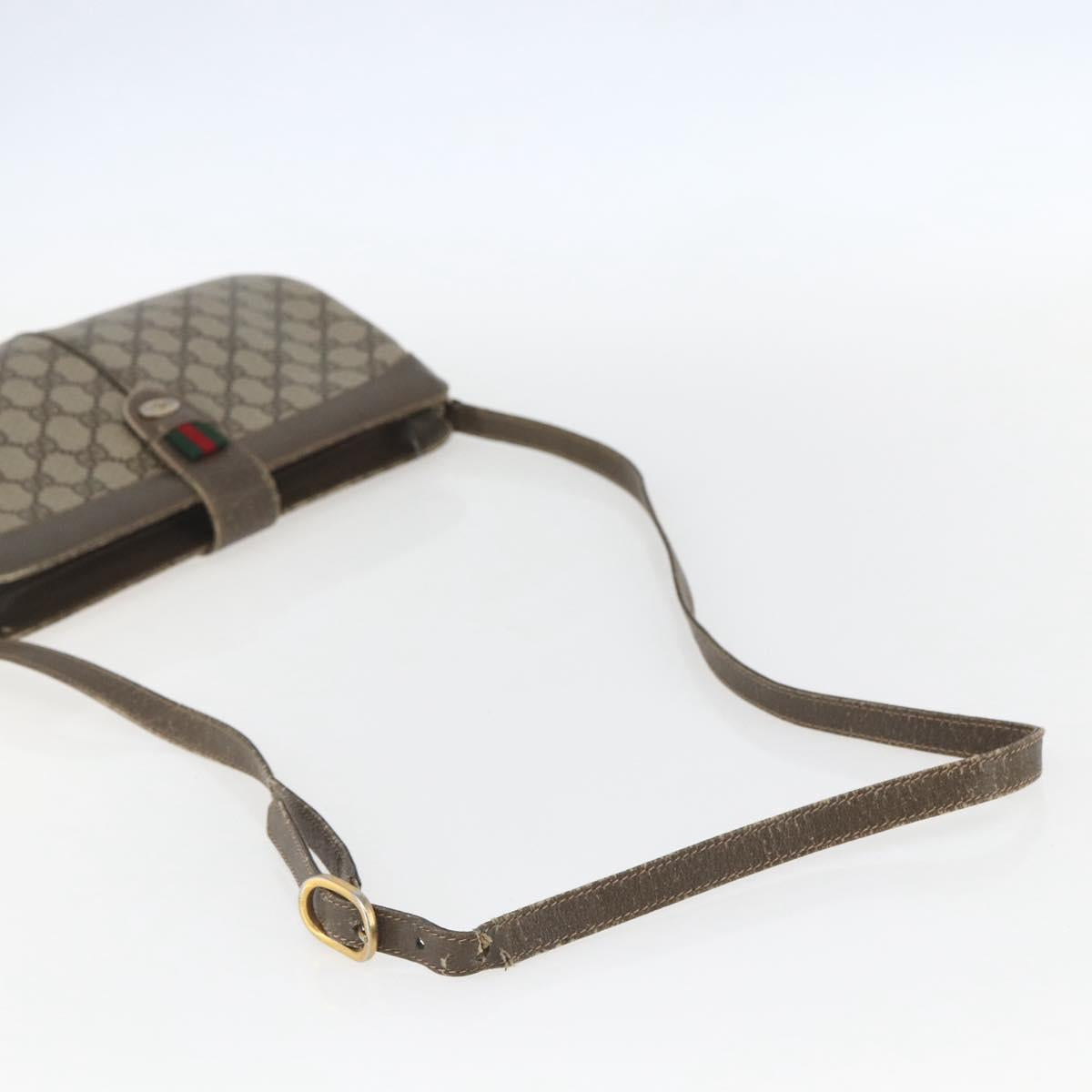 GUCCI GG Supreme Web Sherry Line Bag PVC Beige Red 904 02 043 Auth 151491