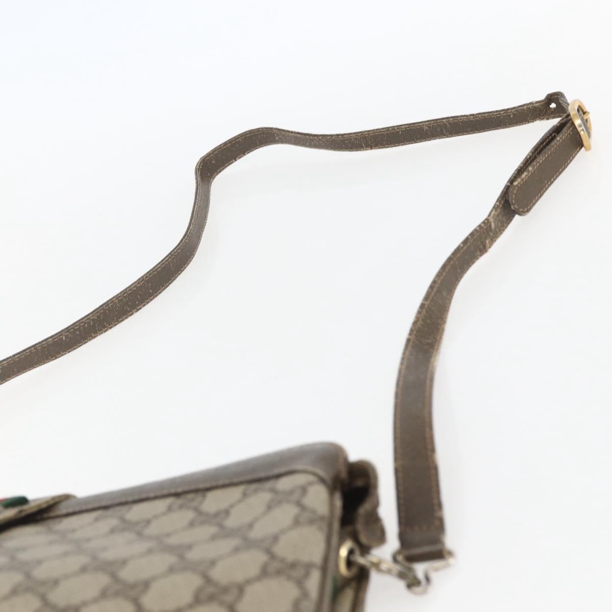 GUCCI GG Supreme Web Sherry Line Bag PVC Beige Red 904 02 043 Auth 151491