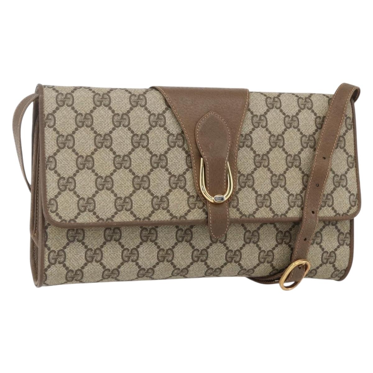 GUCCI GG Supreme Shoulder Bag PVC Beige Gold 904 02 050 Auth 151494