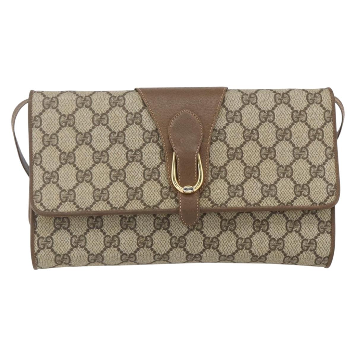 GUCCI GG Supreme Shoulder Bag PVC Beige Gold 904 02 050 Auth 151494