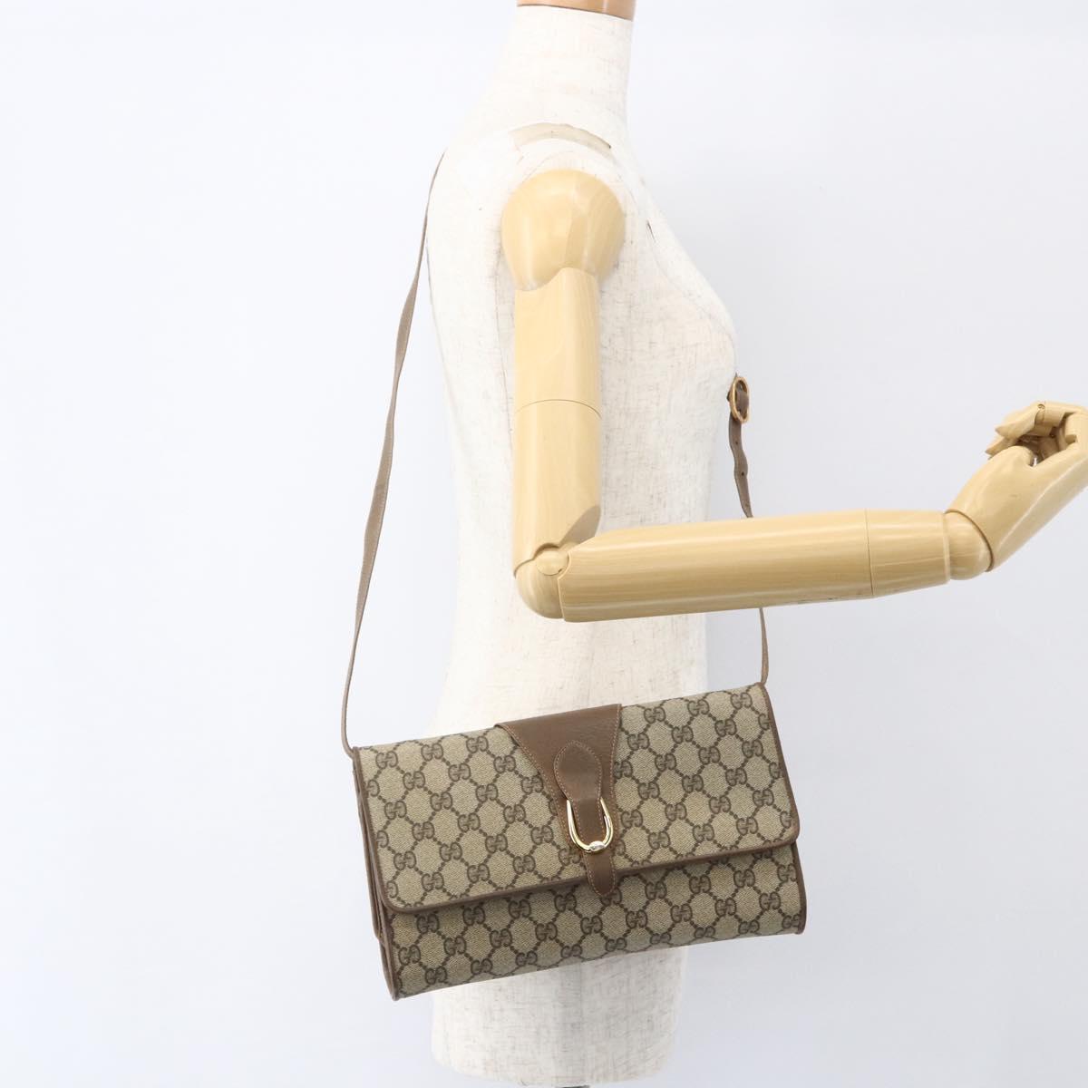 GUCCI GG Supreme Shoulder Bag PVC Beige Gold 904 02 050 Auth 151494