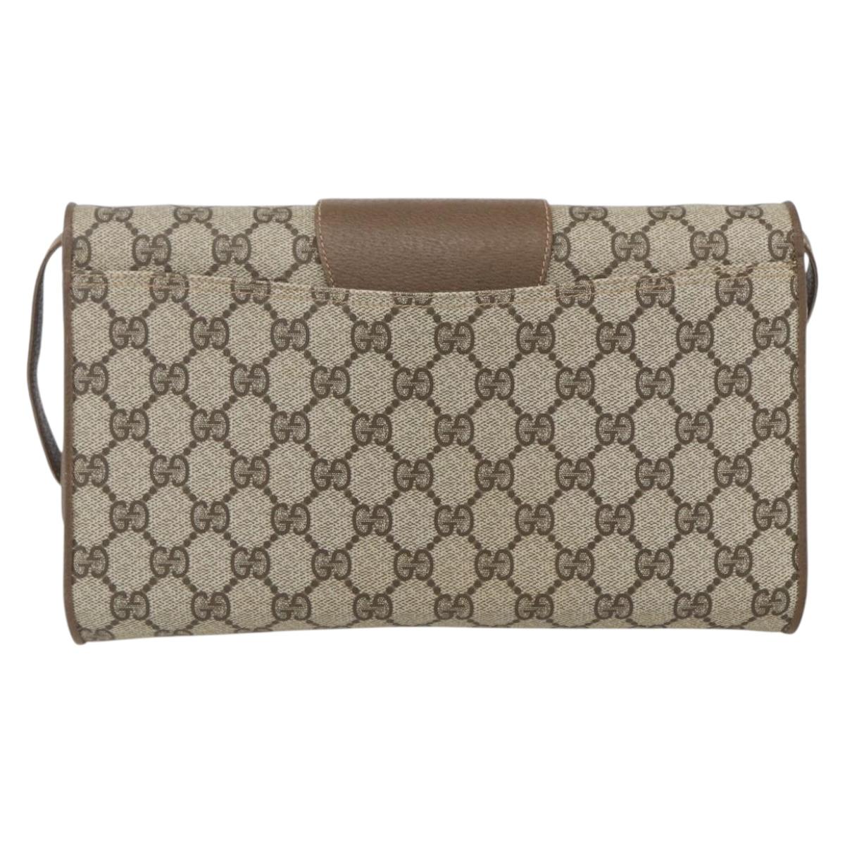 GUCCI GG Supreme Shoulder Bag PVC Beige Gold 904 02 050 Auth 151494