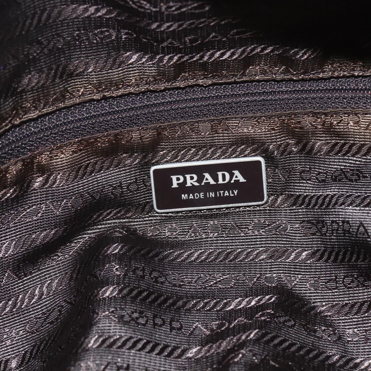 PRADA Shoulder Bag Nylon Brown Silver Auth 151496