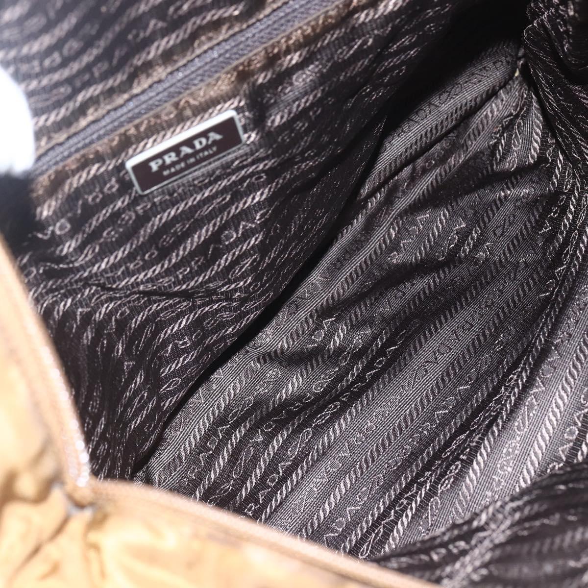 PRADA Shoulder Bag Nylon Brown Silver Auth 151496