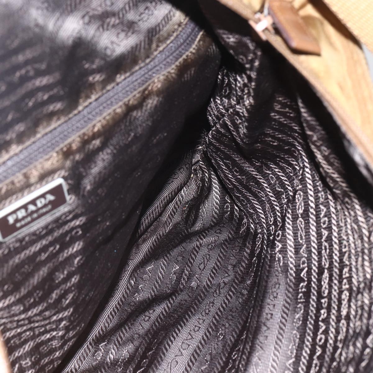 PRADA Shoulder Bag Nylon Brown Silver Auth 151496