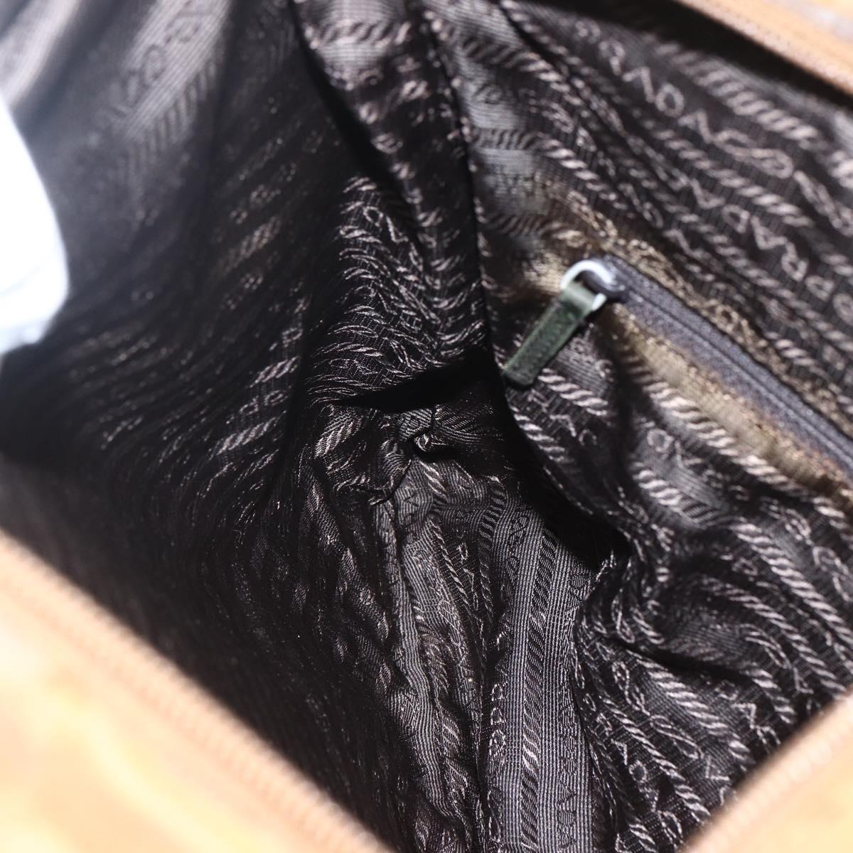 PRADA Shoulder Bag Nylon Brown Silver Auth 151496