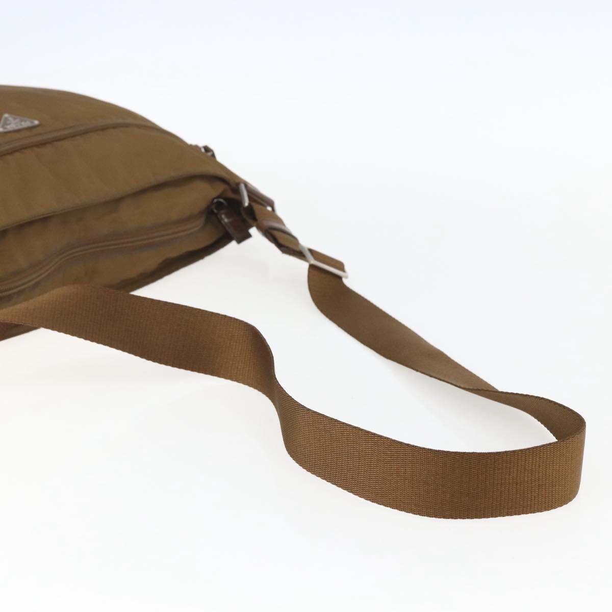 PRADA Shoulder Bag Nylon Brown Silver Auth 151496