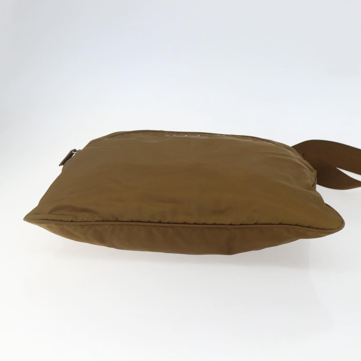 PRADA Shoulder Bag Nylon Brown Silver Auth 151496