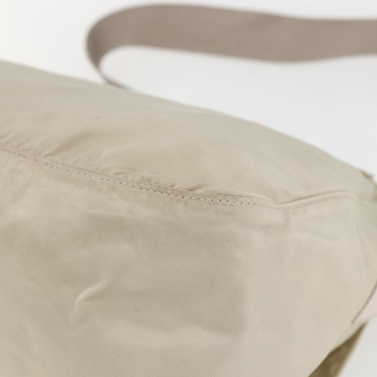 PRADA Shoulder Bag Nylon Beige Silver Auth 151497