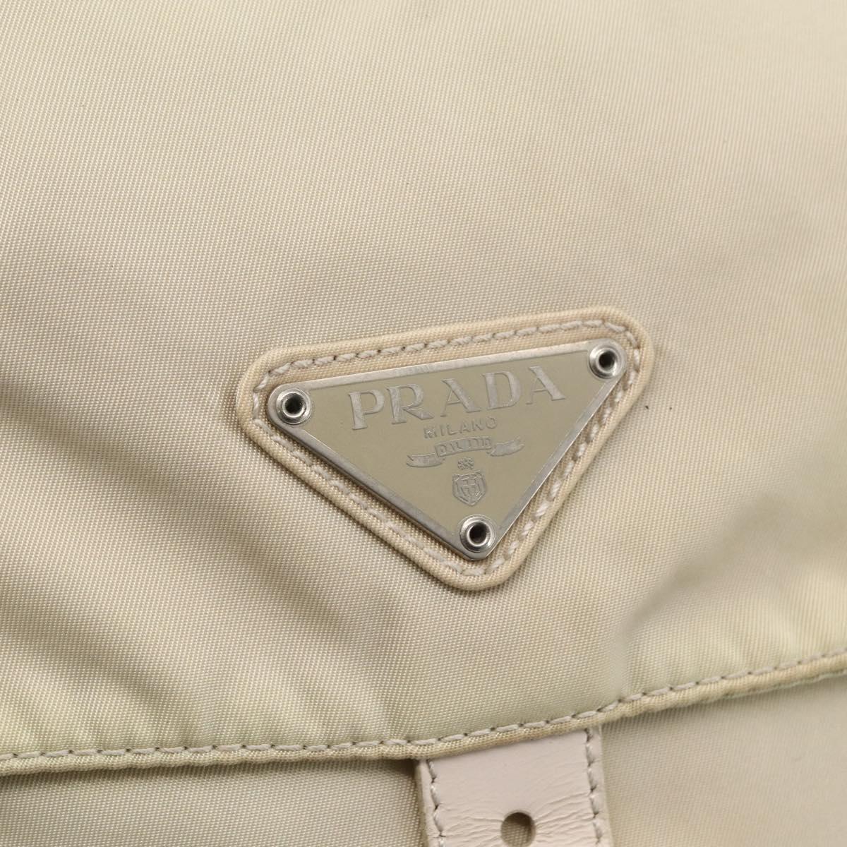PRADA Shoulder Bag Nylon Beige Silver Auth 151497