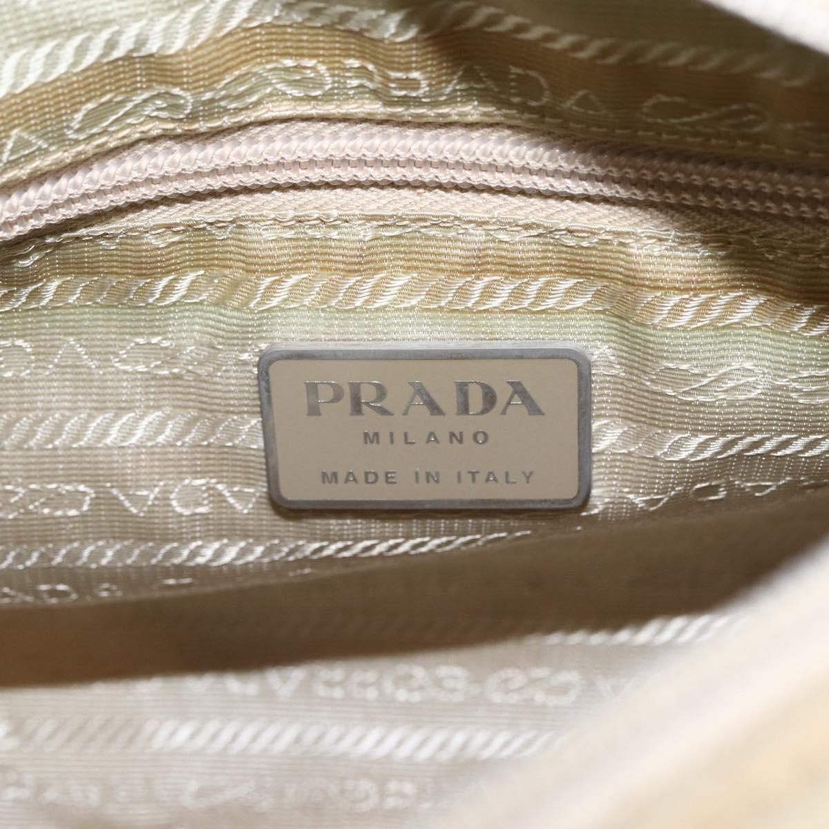 PRADA Shoulder Bag Nylon Beige Silver Auth 151497
